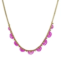 Vergoldete Edelstahl-Latzhalskette mit rosa Kristallperlen im fächerförmigen Design - Rosa Halbmond-Anhänger (TL-N0021-02)