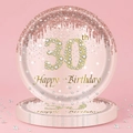 Einwegteller zum 30. Geburtstag in Rosa und Roségold für die Partydekoration - 30. Geburtstag Große Teller