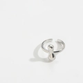 Minimalist silver adjustable open ring with sleek abstract design for women - Letter I Style