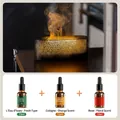 Black 3D flame aromatherapy diffuser set with three 10ml essential oils in a wood setting - DQ709A Mini Version / With 3x10ml Essential Oils (Cologne/Floral/Fresh) / White