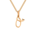 Rose gold letter O pendant necklace with heart detail and fine link chain for women - Letter O (O-Rose Gold) / Rose Gold