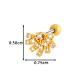 Gouden waaiervormige kraakbeen piercing van roestvrij staal met kristallen en bolvormige sluiting - Waaier Vorm Stijl (024-3#金) / Goud