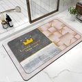 Absorbent diatomite bath mat with geometric marble pattern and non-slip backing - 50cm*80cm / Luxury Crown 1