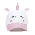 White and pink unicorn baseball cap for kids with cute embroidery and 3D ears - White Glitter Brim Unicorn