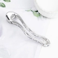 Elegant large silver metal hair claw clip with a minimalist hollow streamlined design - Wave Shape Silver B3234