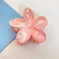 Pink plumeria flower claw clip for women made of durable resin on bicolor background - 12 Pcs Set (Approx. 8x7x4cm) / Light Orange (Marble Pattern)