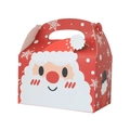 Scatola regalo rossa Babbo Natale in cartone con fiocchi di neve e manico superiore - Babbo Natale Rosso