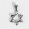 Vintage stainless steel hollow hexagram star pendant with silver finish on white background - U03-Eight-pointed Star / Steel