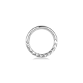 Silver stainless steel hinged septum ring with geometric arrow texture on the hoop - 7# V-shape Texture / 1.2mm x 8mm / Silver