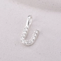 S925 sterling silver initial U pendant featuring micro-pave clear cubic zirconia - Letter U / Silver
