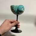 Artistic seashell wine glass with green conch bowl and black stem for home decor - Black Base Green Snail Wine Glass