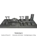 25-piece dark grey microfiber jewelry display set for counters, 100x45cm - Set 5