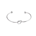 Bracelet manchette en métal argenté minimaliste avec design à nœud sur fond blanc - 3015 Argent