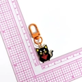 Cartoon black cat keychain with red scarf and orange clasp for Halloween decor - Devil Cat (Orange Clasp)