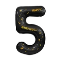 Black 40-inch number 5 foil balloon with gold crown and Happy Birthday prints - 40 Inch Black Gold Sticker Number 5 / Black/Gold