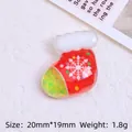 DIY Christmas sock resin accessory with snowflake patterns and glitter flakes 20mm - Christmas Sock