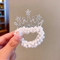 Coletero infantil con corona plateada, perlas blancas y brillantes de imitación - Corona de estrella de cinco puntas