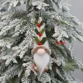 Christmas gnome ornament with a white hat and red berry detail on a snowy tree - Beard Style (T1220653A)