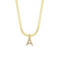 Collana a serpente in acciaio placcato oro 18K con pendente lettera A e perle - Stile A