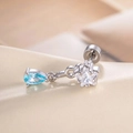 Silver star and blue teardrop zircon stud earring with a minimalist dangling design - Light Blue Waterdrop (1 Piece) (A666-5)