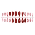 Unghie a mandorla cat eye con fiocchi rossi, perle e motivi a cuore in un set da 24 pezzi - B1-13954 Confezione a Striscia