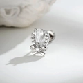 Silver bow stud earring with a water-drop cubic zirconia and micro-paved accents - Transparent Water Drop (A1037-1#Single Piece)