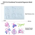 Dimensions détaillées du moule en silicone 6 cavités insectes pour résine et DIY - Animaux Terrestres (D3515) / 6 Cavités