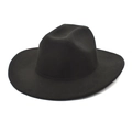 Sombrero vaquero clásico de fieltro negro con ala ancha para hombres y mujeres en invierno - M(56-58cm) / Negro