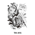 TH-415 waterproof temporary tattoo featuring black and white dragon, Buddha and lotus designs - Th-415 / 210*148mm