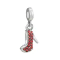 Close-up of silver high heel charm with red rhinestones for DIY charm bracelets - 19-High Heel