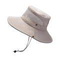 Beige ademende outdoor zonnehoed met brede rand en verstelbaar winddicht koord - Beige