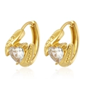 Orecchini a cerchio in oro 18K con zirconia cubica a forma di cuore e finitura lucida elegante - Cuore d'oro con zircone