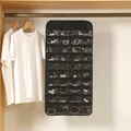 80-pocket black non-woven hanging jewelry organizer with transparent PVC grids 43x86cm - 80 Pockets / Black