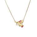 Collar dorado con colgante de corazón y cristales de circonita rojos y blancos - Forma de Corazón Irregular