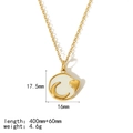 Detail of 18k gold plated necklace with crescent moon and heart pendant on white enamel - Moon Heart Round Style (TN3307)