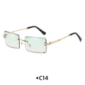 Frameless rectangular sunglasses in C14 golden frame with green gradient lenses - C14 Light Green Gradient