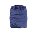 Minigonna di jeans aderente con vita elastica e dettagli arricciati in blu lavato - S / Blu scuro