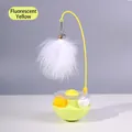 Giocattolo per gatti a dondolo con piuma e base gialla fluorescente vivace - Giallo Neon