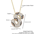 Gold plated letter S necklace pendant with leopard pattern zircon inlay and chain - Letter S