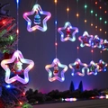 Star-shaped LED curtain string lights with colorful Christmas figurines and multi-color glow - Multicolor USB Remote Star