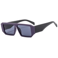 Vintage rectangle sunglasses with purple frames, black temples and grey tinted lenses - One Size / Purple/Black (C3)
