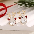 Exquisite golden reindeer stud earrings with clear teardrop rhinestones for Christmas - Rhinestone Reindeer (EAR0045)
