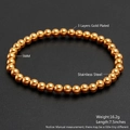5mm 18K gold plated stainless steel elastic bead bracelet with 3 layers of plating - 5mm / Gold