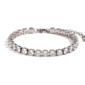 Silver-plated chain bracelet with micro-paved cubic zirconia and lobster clasp - Silver (5mm)
