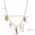 Collar de cadena de clip dorado con colgantes de estrella de mar, concha y turquesa - Serie Océano (Concha/Estrella de Mar/Turquesa)