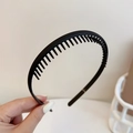 Cerchietto nero opaco antiscivolo con denti sottili per acconciatura sicura e fissaggio - Classico / Nero