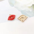 Pendenti a forma di labbra in metallo dorato e smalto rosso per collane fai da te - Labbra Sexy 13x18mm