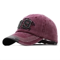Detailed embroidery of number 89 on vintage washed cotton burgundy baseball cap - L (58-60cm) / Burgundy
