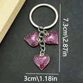 Zinc alloy keychain with glitter purple heart pendants and gold metal edges - Enamel Purple Heart Style (ER413)