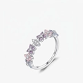 Anello in argento S925 con trifoglio sfumato e zirconi colorati dal design dolce - Taglia US 5 / Argento sterling 925